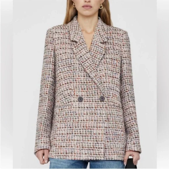 Anine Bing Lavender Diana Tweed Blazer - Picture 2 of 4